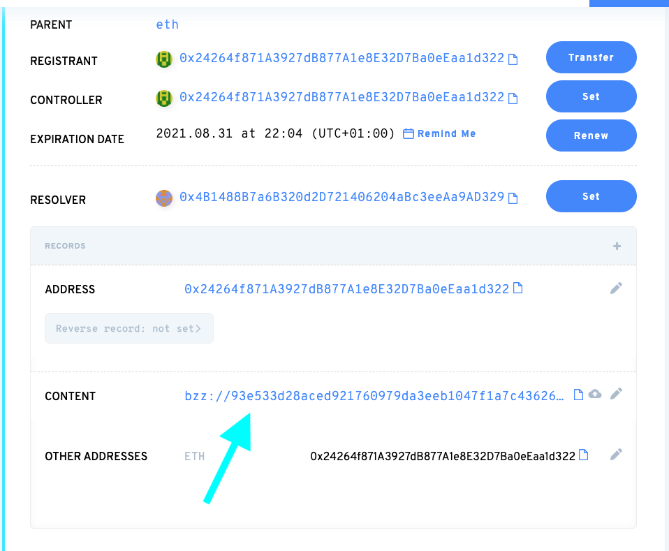 Verify the Content Record has been created. alt text
